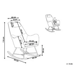 Beliani Schommelstoel ARRIE - Grijs Fluweel 8 Beliani Schommelstoel ARRIE - Grijs Fluweel -Tuinmeubelwinkel 1783630521 0102