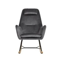 Beliani Schommelstoel ARRIE - Grijs Fluweel 9 Beliani Schommelstoel ARRIE - Grijs Fluweel -Tuinmeubelwinkel 1783630521 0103