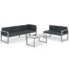 VidaXL 3-delige Loungeset Met Kussens Aluminium Zwart -Tuinmeubelwinkel 1849792863