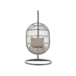 Beliani Hangstoel ALBA - Zwart Pe Rotan 8 Beliani Hangstoel ALBA - Zwart Pe Rotan -Tuinmeubelwinkel 271472dcb940475fb0a70c6c385fb322