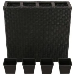 VidaXL Plantenbak Verhoogd Met 4 Potten 2 St Poly Rattan Zwart 8 VidaXL Plantenbak Verhoogd Met 4 Potten 2 St Poly Rattan Zwart -Tuinmeubelwinkel 2f664eac4a6b4d5b8a2231c04780f5d1