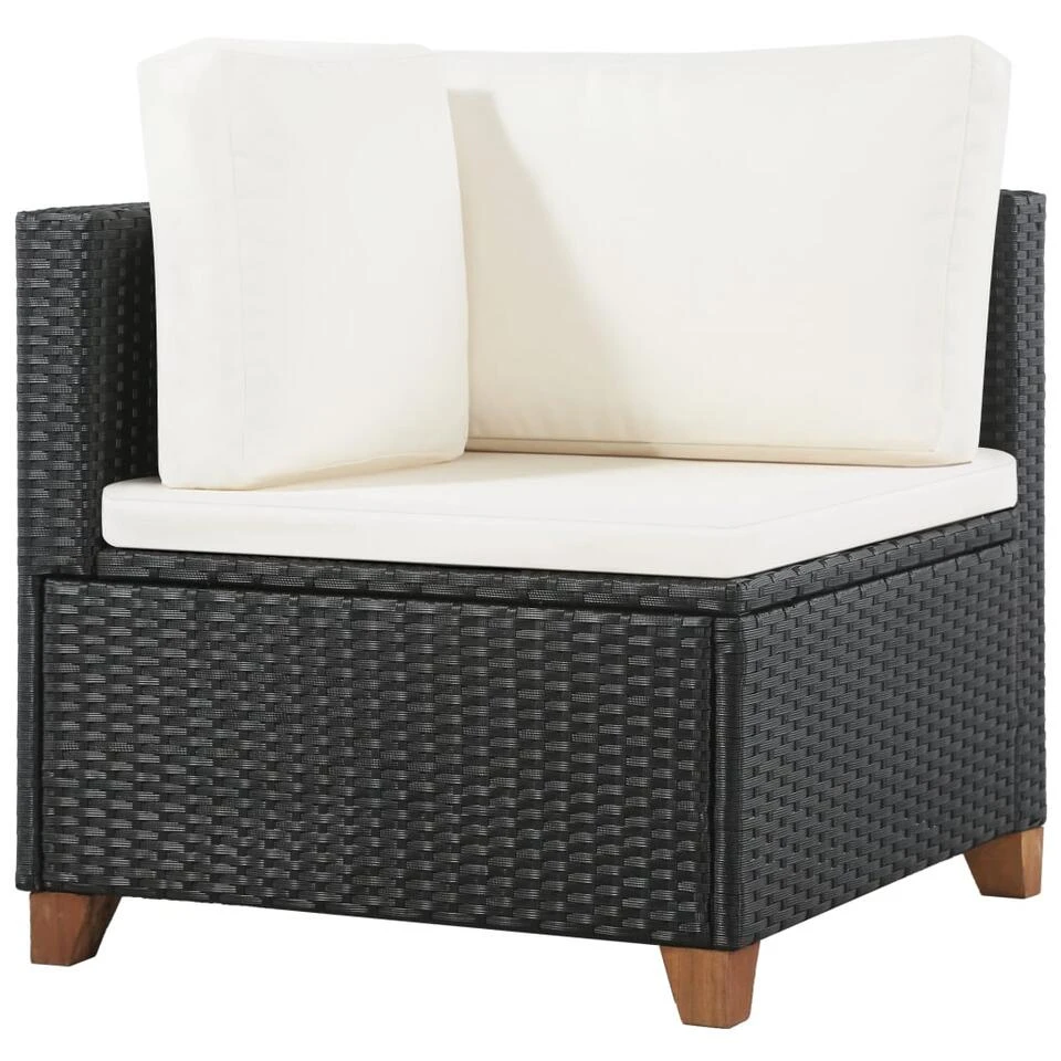 VidaXL 4-delige Loungeset Met Kussens Poly Rattan Zwart 124x65x62 Cm 4 VidaXL 4-delige Loungeset Met Kussens Poly Rattan Zwart 124x65x62 Cm - Afbeelding 2