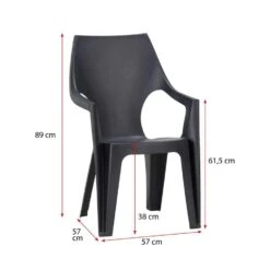 Keter - Stapelstoel Dante Hoge Rug - Donkergrijs - 89x57x57 Cm 8 Keter - Stapelstoel Dante Hoge Rug - Donkergrijs - 89x57x57 Cm -Tuinmeubelwinkel 50100437 9601
