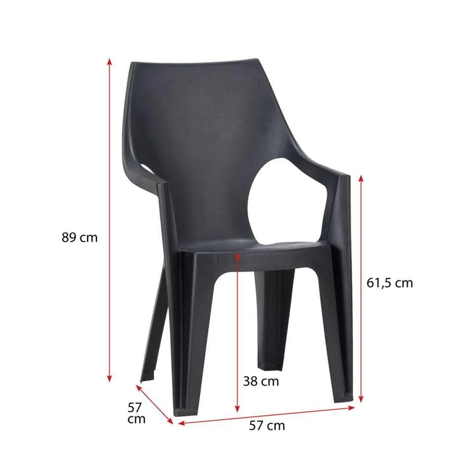 Keter - Stapelstoel Dante Hoge Rug - Donkergrijs - 89x57x57 Cm 5 Keter - Stapelstoel Dante Hoge Rug - Donkergrijs - 89x57x57 Cm - Afbeelding 3