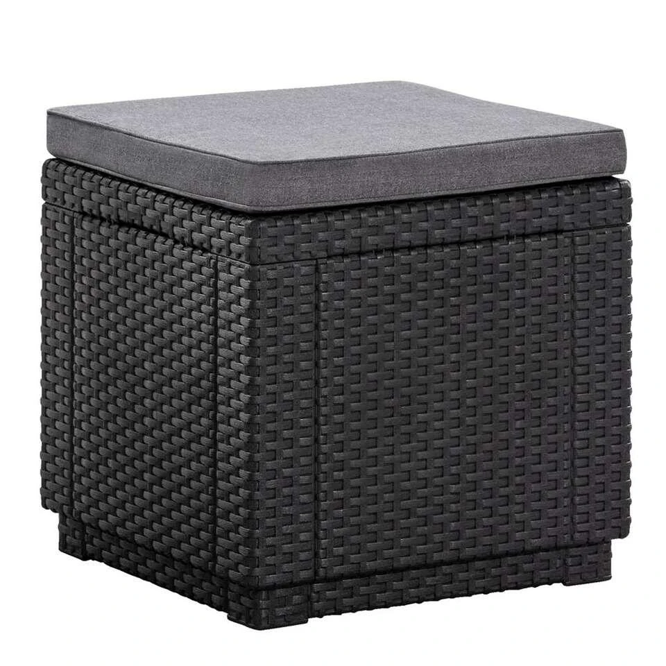 Keter Allibert Hocker/voetenbankje Cube Incl. Kussen - Grijs - 39x42x42 Cm 3 Keter Allibert Hocker/voetenbankje Cube Incl. Kussen - Grijs - 39x42x42 Cm