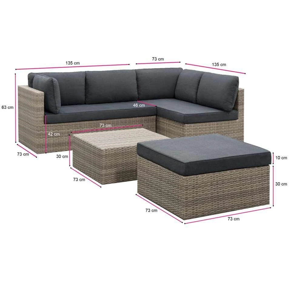 Loungeset Malaga - Grijs - 4-delig 5 Loungeset Malaga - Grijs - 4-delig - Afbeelding 3