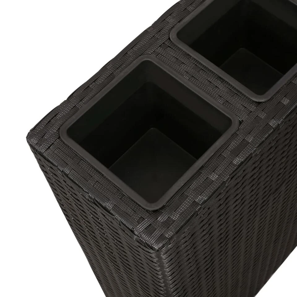 VidaXL Plantenbak Verhoogd Met 4 Potten 2 St Poly Rattan Zwart 6 VidaXL Plantenbak Verhoogd Met 4 Potten 2 St Poly Rattan Zwart - Afbeelding 4