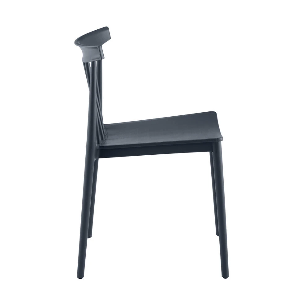 Giga Meubel Tuinstoelen Stapelbaar - Antraciet - Kunststof - Set Van 2 5 Giga Meubel Tuinstoelen Stapelbaar - Antraciet - Kunststof - Set Van 2 - Afbeelding 3