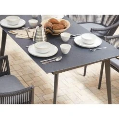 Beliani Eettafel MILETO - Grijs Aluminium -Tuinmeubelwinkel 5f42c292eec24c70804f0085534d86ac