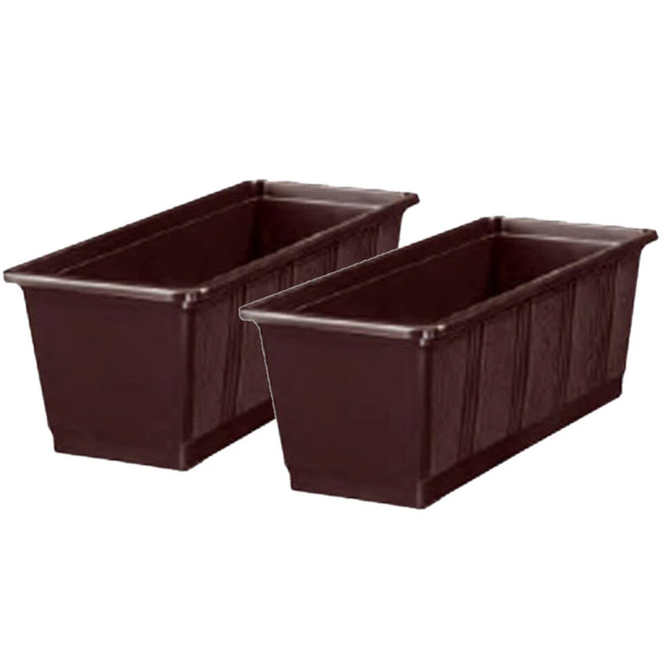 Geli Plantenbak - Bruin - Rechthoekig - 40 X 17,5 X 14,5 Cm 4 Geli Plantenbak - Bruin - Rechthoekig - 40 X 17,5 X 14,5 Cm - Afbeelding 2