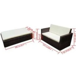 VidaXL 2-delige Loungeset Met Kussens Poly Rattan Bruin -Tuinmeubelwinkel 6614f831e7b646f2bdb9d66c51eee6a9