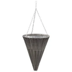 VidaXL Bloemenmanden Hangend 2 St Poly Rattan Grijs -Tuinmeubelwinkel 6a000db174df4a25a44535c36e60f364