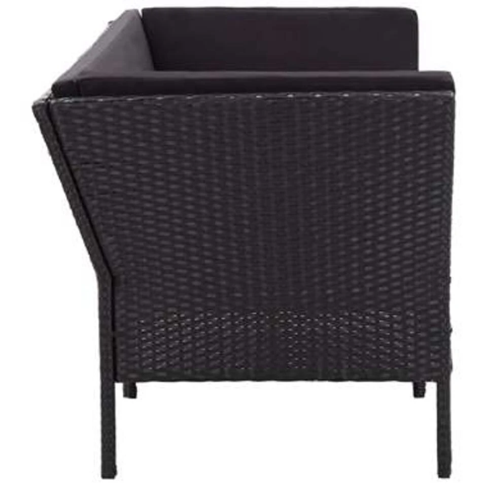 VidaXL 6-delige Loungeset Met Kussens Poly Rattan Zwart 4 VidaXL 6-delige Loungeset Met Kussens Poly Rattan Zwart - Afbeelding 2