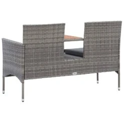 VidaXL Tuinbank 2-zits Met Tafeltje 143 Cm Poly Rattan Grijs -Tuinmeubelwinkel 7799818a98ab4446a7d20935e3997dc7