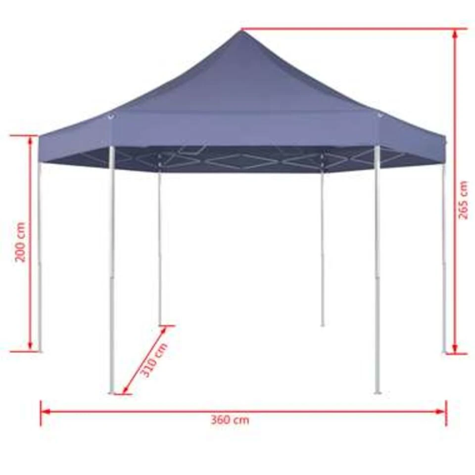 VidaXL Partytent Pop-up Zeshoekig Inklapbaar 3,6x3,1 M Donkerblauw 4 VidaXL Partytent Pop-up Zeshoekig Inklapbaar 3,6x3,1 M Donkerblauw - Afbeelding 2