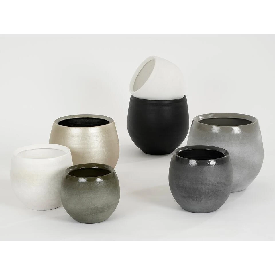 Mica Decorations Bloempot - Grijs - Keramiek - 26 X 23 Cm 6 Mica Decorations Bloempot - Grijs - Keramiek - 26 X 23 Cm - Afbeelding 4