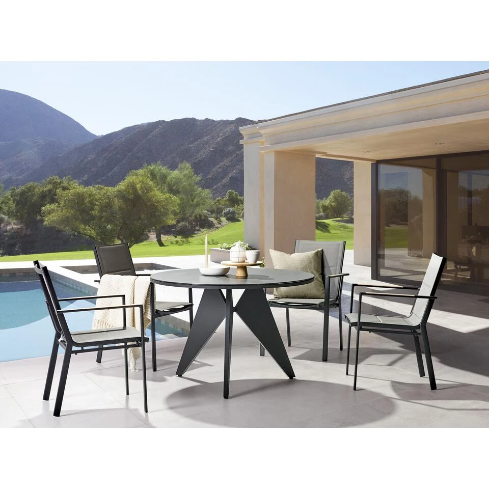 Beliani Tuinstoel BUSSETO - Zwart Aluminium 4 Beliani Tuinstoel BUSSETO - Zwart Aluminium - Afbeelding 2