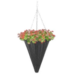VidaXL Bloemenmanden Hangend 2 St Poly Rattan Zwart -Tuinmeubelwinkel 99657da9484b494c9ed006c9d1a2d803