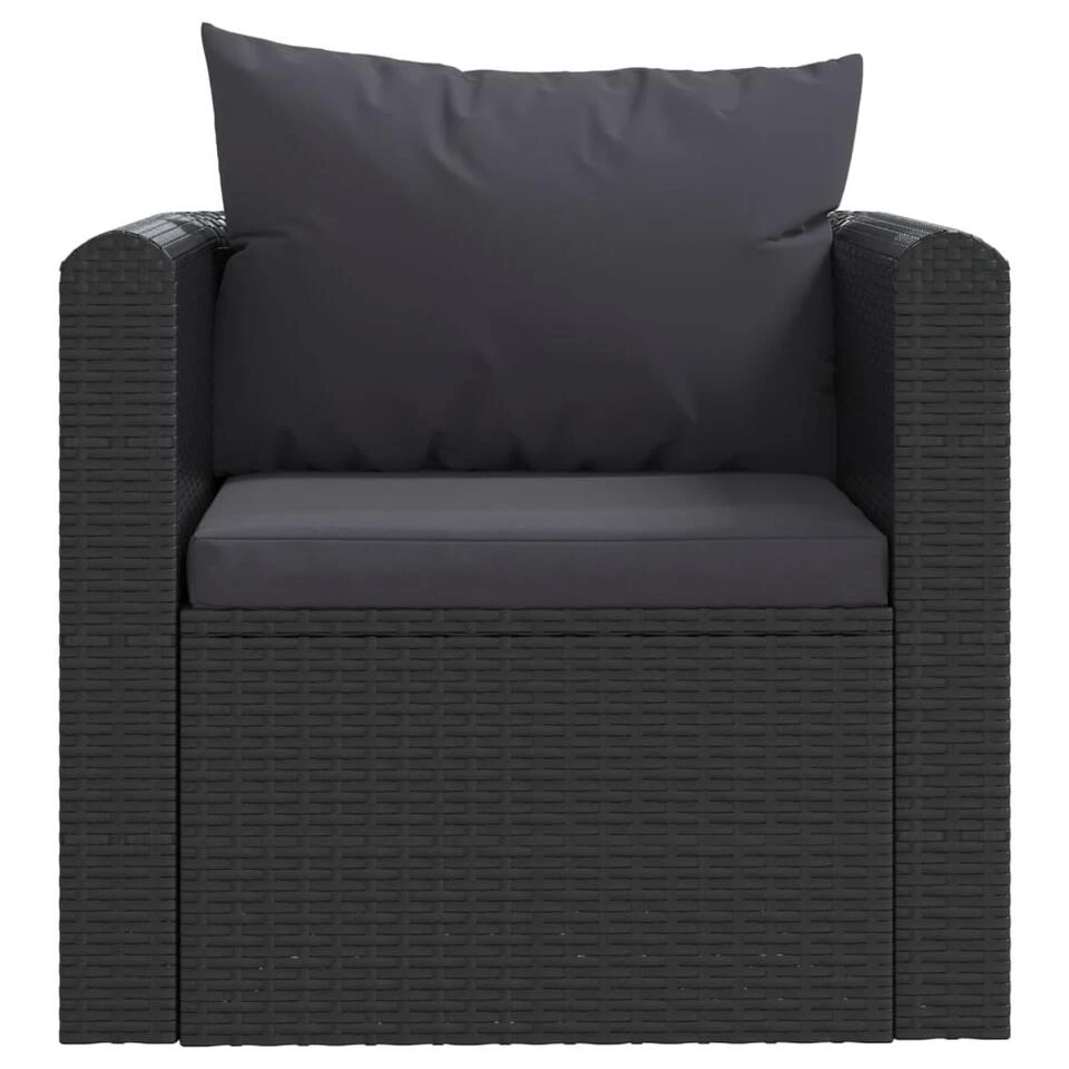 VidaXL Fauteuil Met Kussens Poly Rattan Zwart 5 VidaXL Fauteuil Met Kussens Poly Rattan Zwart - Afbeelding 3