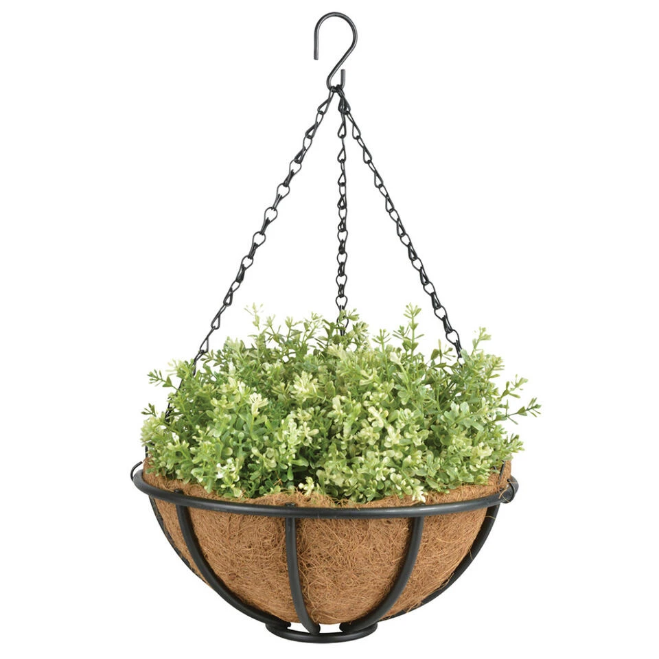 Esschert Design Hanging Basket - Metaal - Zwart - Met Inlegvel - 30 Cm 4 Esschert Design Hanging Basket - Metaal - Zwart - Met Inlegvel - 30 Cm - Afbeelding 2