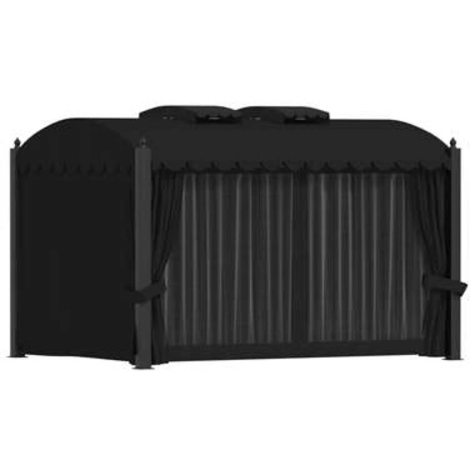 VidaXL Prieel Met Gordijnen 3x4 M Staal Antraciet 4 VidaXL Prieel Met Gordijnen 3x4 M Staal Antraciet - Afbeelding 2