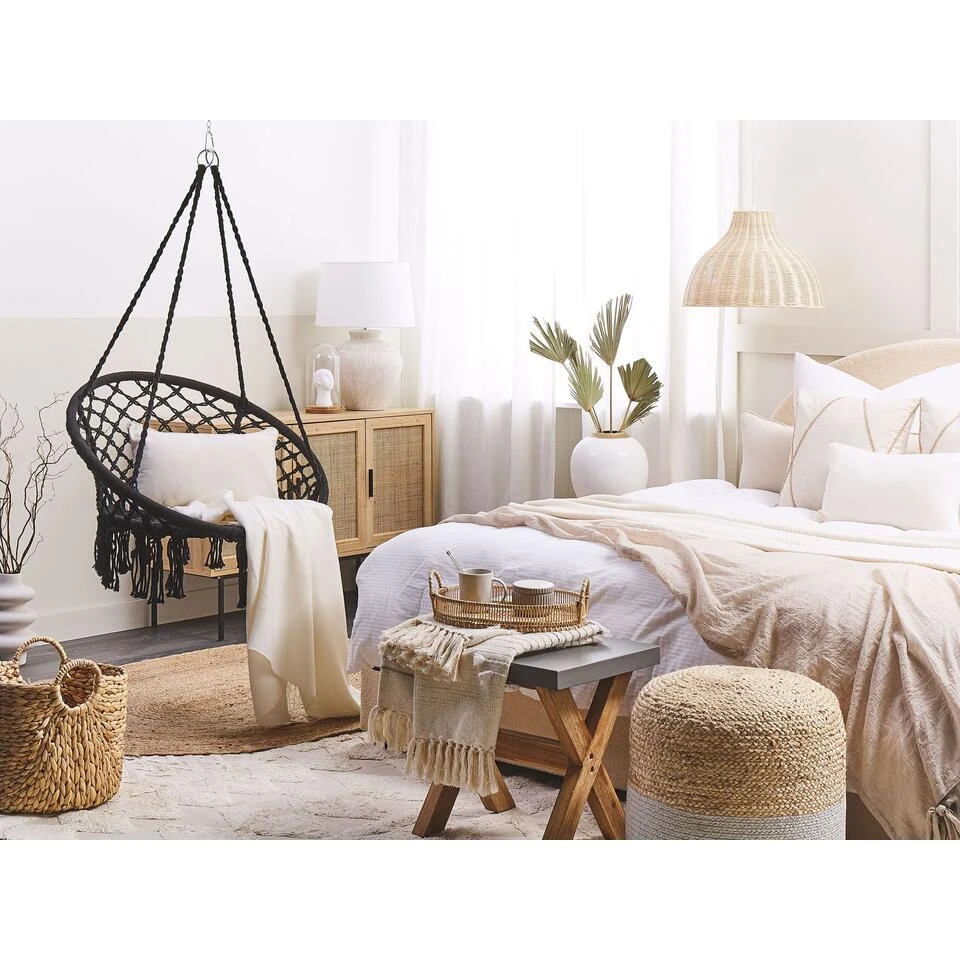 Beliani Hangstoel GABELLA - Zwart Katoen 6 Beliani Hangstoel GABELLA - Zwart Katoen - Afbeelding 4