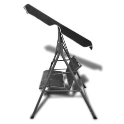 VidaXL Schommelbank Met Luifel Zwart -Tuinmeubelwinkel b4557cedc8204e119404e2141a9b0fd9