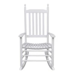 VidaXL Schommelstoel Met Gebogen Zitting Hout Wit -Tuinmeubelwinkel babc286272ac46eca07d055e360a7f38