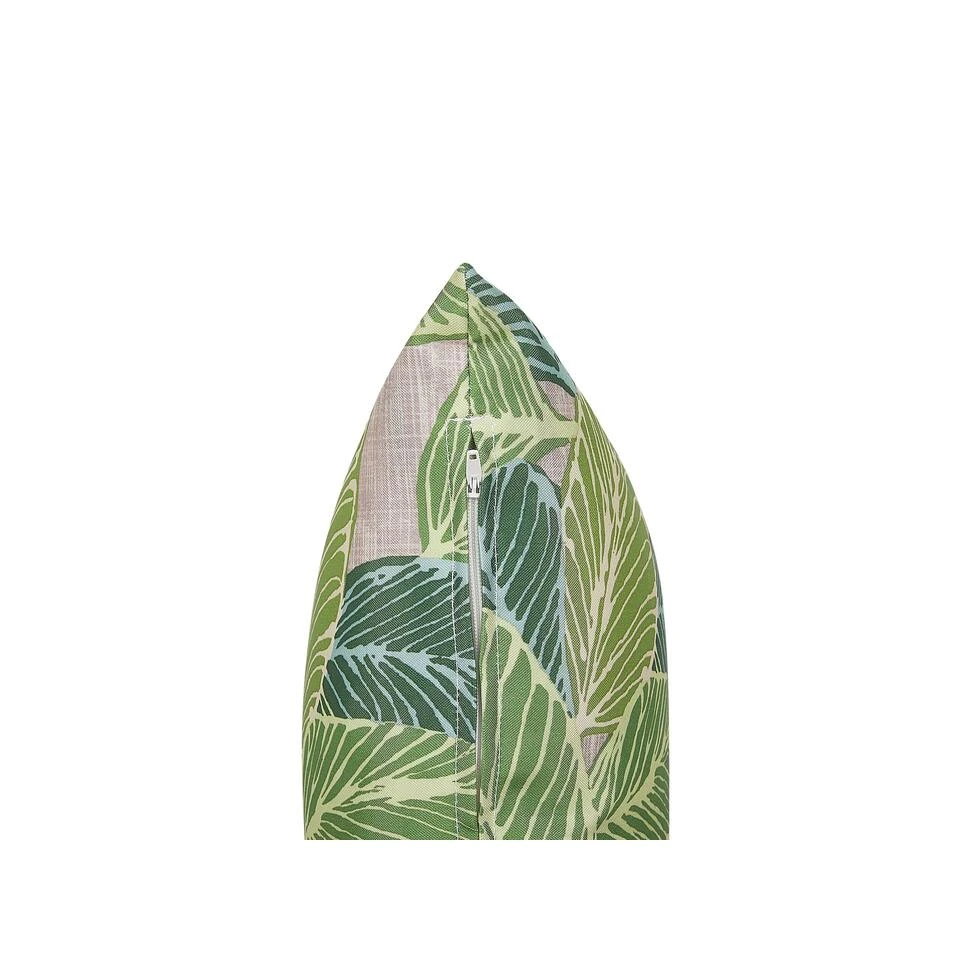 Beliani Buitenkussen VARKOS - Groen Polyester 6 Beliani Buitenkussen VARKOS - Groen Polyester - Afbeelding 4