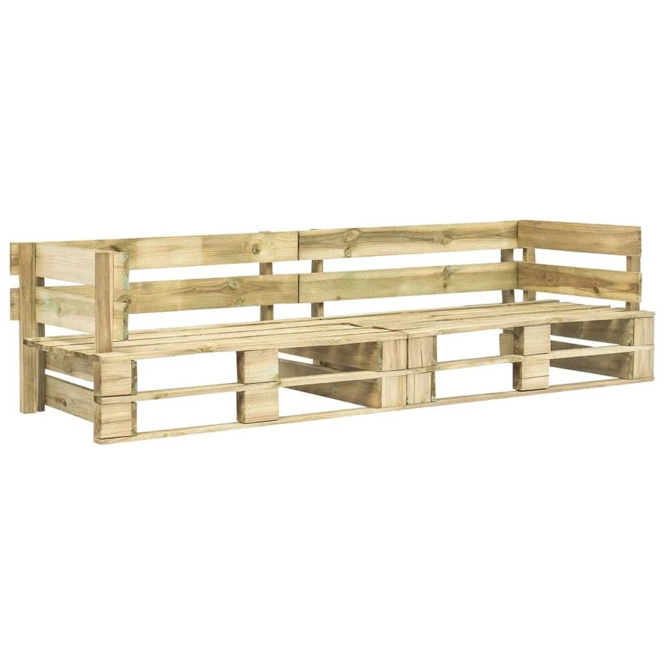 VidaXL 2-delige Loungeset Pallet Met Grijze Kussens Grenenhout 5 VidaXL 2-delige Loungeset Pallet Met Grijze Kussens Grenenhout - Afbeelding 3