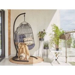 Beliani Hangstoel SESIA - Grijs Polyester, Pe Rotan 8 Beliani Hangstoel SESIA - Grijs Polyester, Pe Rotan -Tuinmeubelwinkel d4ab082dc1fe4b84819f1349bc85b944