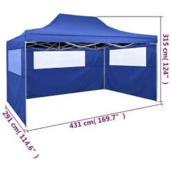 VidaXL Vouwtent Met 3 Wanden 3x4,5 M Blauw -Tuinmeubelwinkel d7435843edc643ce9c620fe782a4ff23