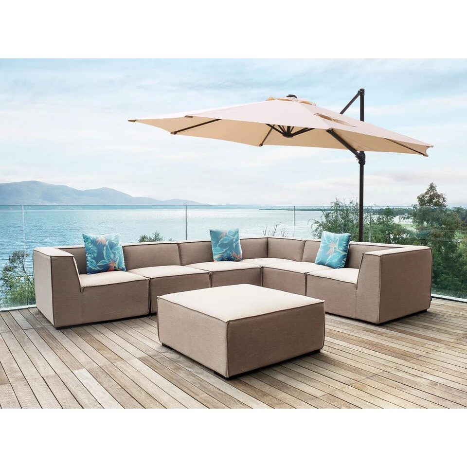 Beliani Cantilever Parasol SAVONA II - Beige Polyester 4 Beliani Cantilever Parasol SAVONA II - Beige Polyester - Afbeelding 2