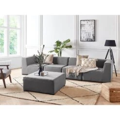 Beliani Loungeset AREZZO - Grijs Polyester -Tuinmeubelwinkel eba43b41bce949d9bd213d7907c45e7d