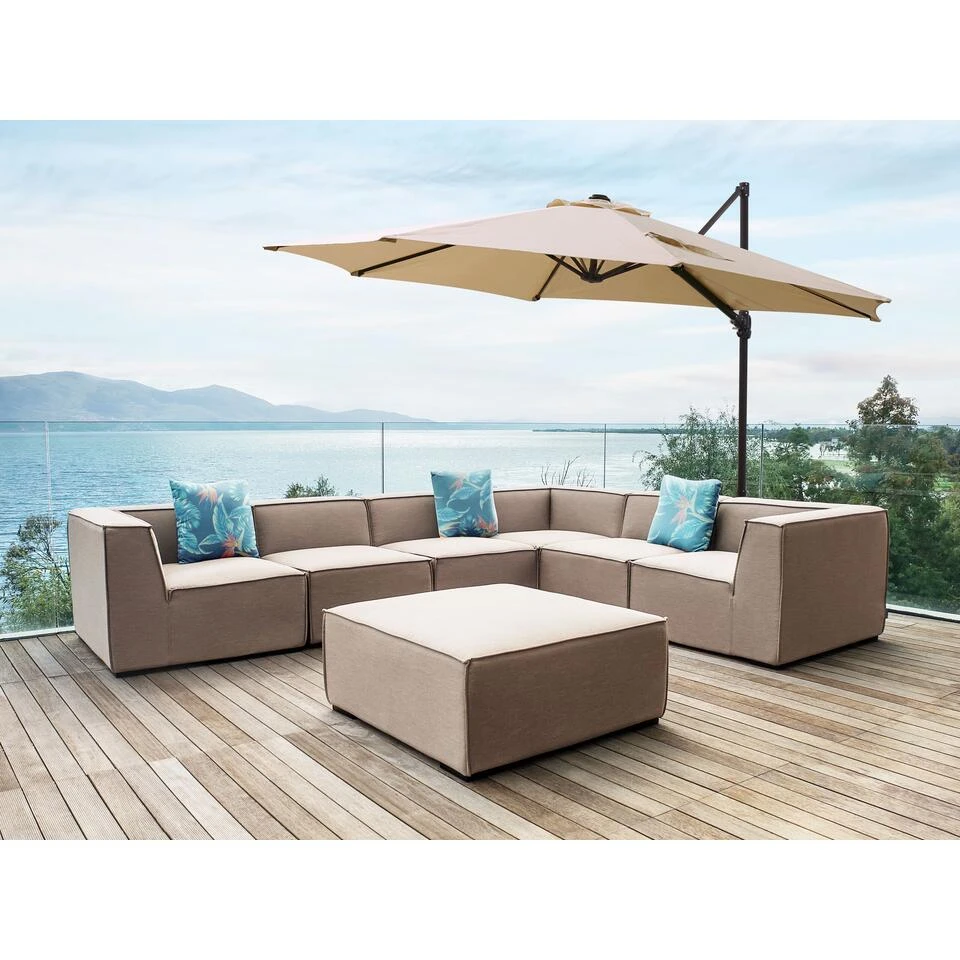 Beliani Cantilever Parasol SAVONA II - Beige Polyester 4 Beliani Cantilever Parasol SAVONA II - Beige Polyester - Afbeelding 2